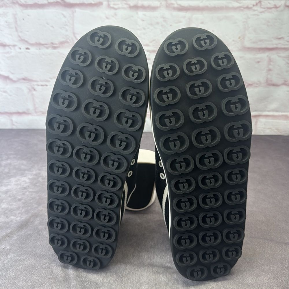Gucci Mens Gg Black Tennis Treck 1977 Sneakers NIB 39.5 Mystic White - Picture 8 of 14